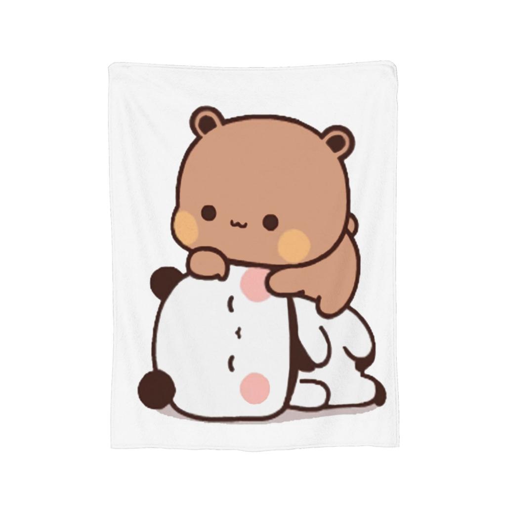 Bubu and Dudu Blanket Velvet Panda And Brownie Bear Couple Warm Throw Blanket for Bedding Couch Bed Rug