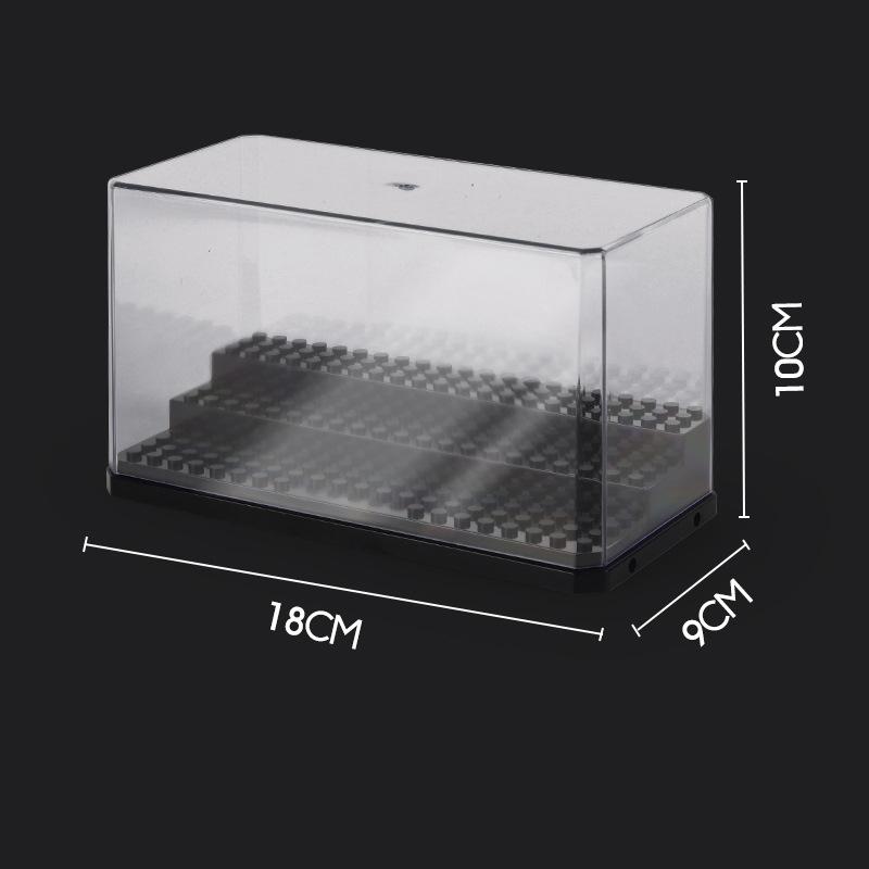 Dustproof Clear Acrylic Display Case with Wood Base Stackable Storage Box for Mini Action Figures Building Blocks Car Models Col