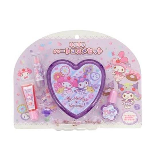 Shobido Kosmetikdo Sanrio Heart Case Cosmetic Set Kids Cosmetics Lip Nail Characters (My Melody Kuromi)