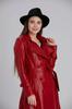 Handmade Women's Red Trench Coat Stylish Leather Genuine Lambskin Long Designer