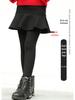 Girls' Winter Fleece-Lined Skirt Leggings - Thick Pure Cotton, Solid Colors, for Middle and Large Children