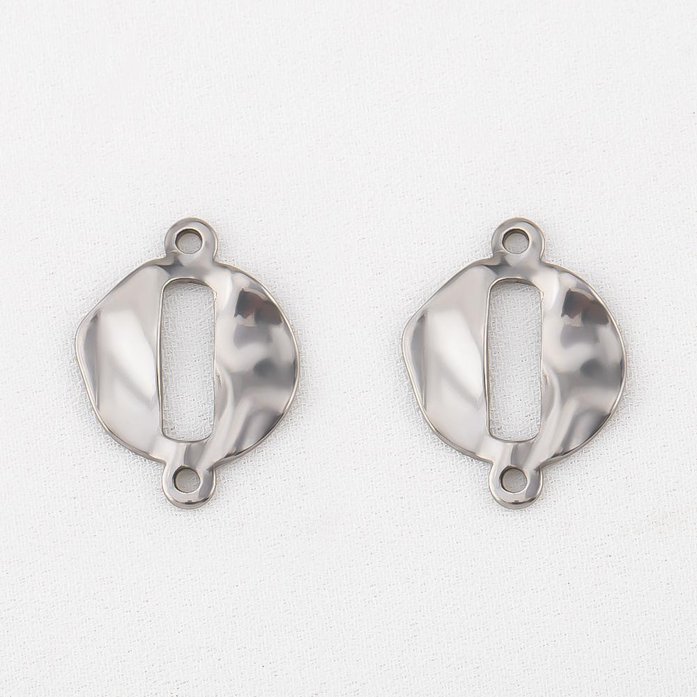 10pcs Stainless Steel 18K Plated Oval Star Heart Charms Double Hole Pendants for DIY Necklace Bracelet Jewelry Making Supplies