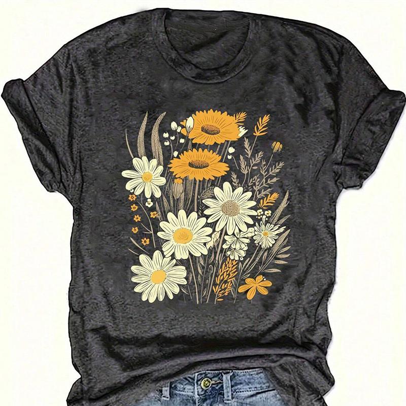 Модная женская креативная футболка с черепом, розой, буквой, черепахой, крестом и цветочным принтом, забавная повседневная футболка с круглым вырезом и короткими рукавами, летняя женская футболка