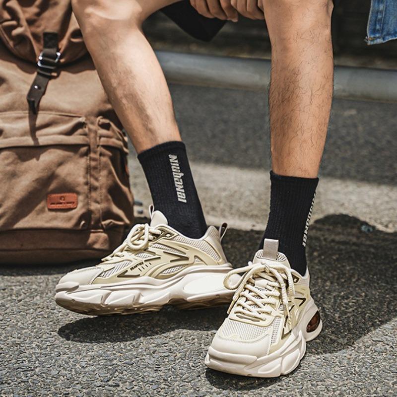 Мода Винтаж Тренд Мужские Рабочие Ботинки на Толстой Подошве Лето Новые Дышащие Повседневные Спортивные Ботинки Уличные Противоскользящие Кроссовки для Бега Zapatillas
