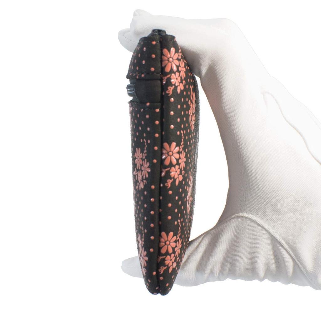 Indenya Inden Pouch Deerskin Black x Pink Lacquer Cosmos Pattern No.6 4407-51-175