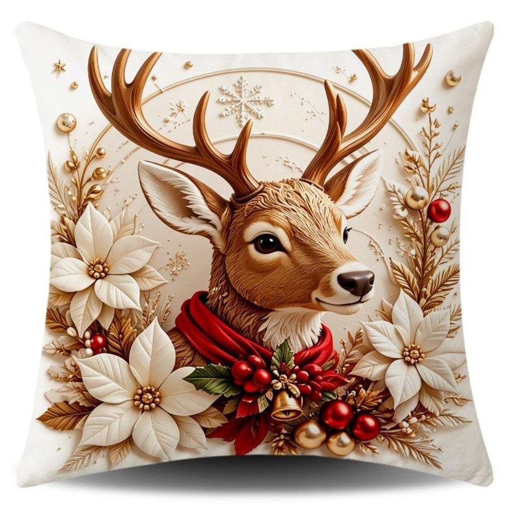 Soft Fabric Christmas Pillow Cover Square Sofa Pillow Case New Holiday Throw Cushion Home Decor
