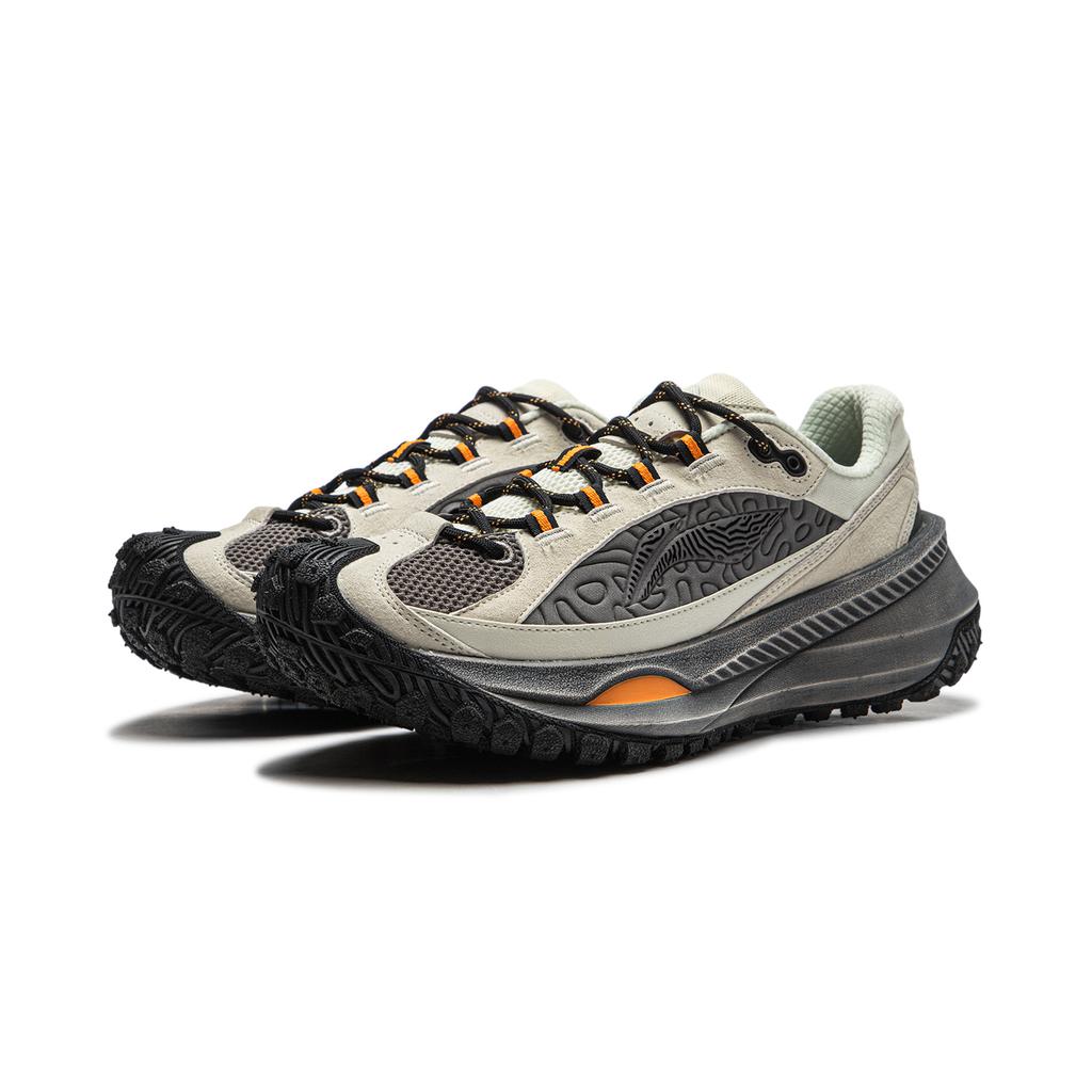 Li Ning Ranger CRC Удобная амортизация, износостойкие, низкие, повседневные беговые кроссовки, унисекс, бело-серые AZGU003-1