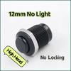 Black Metal Button Switch,12mm 2Pin,250V 3A No Light No Locking Momentary Auto Reset When Press IP65