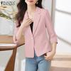 Women Casual Turn Down Collar 3/4 Sleeve Loose Summer Cardigans