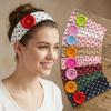Dopamine Color Elastic Head Wrap Large Button Yoga Hairband Fashionable Polka Dot Headband  Daily