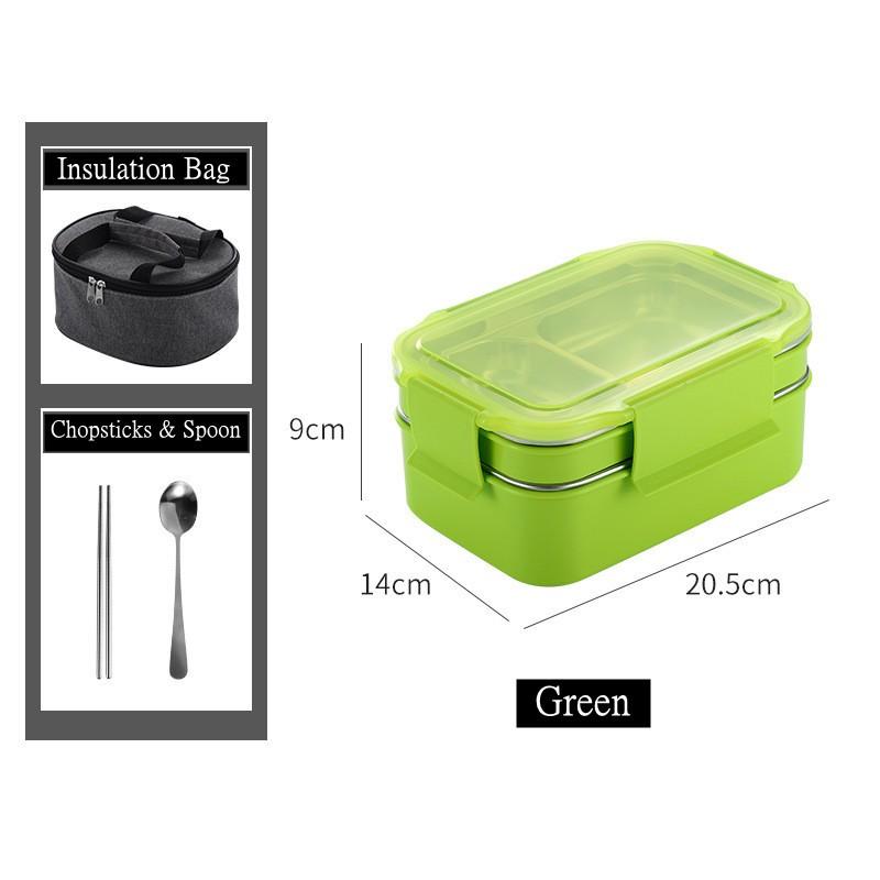 1000 мл двухслойный ланч-бокс из нержавеющей стали 304 с изоляционным мешком, герметичный термоконтейнер для еды для взрослых и студентов