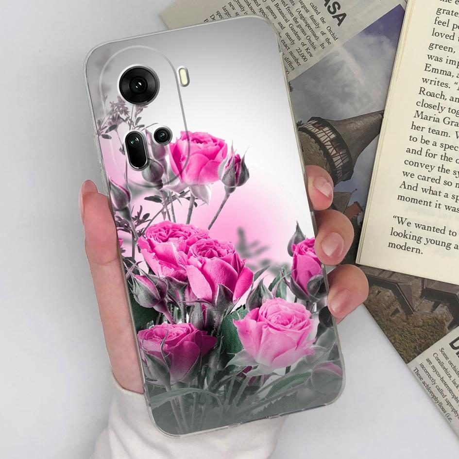 Phone Cases Covers For OPPO Find X7 Ultra Reno 11 Realme A3 P1 12 Lite Pro Bumper Pretty Flower Butterfly Protective Clear TPU Silicone Capas For OPPO