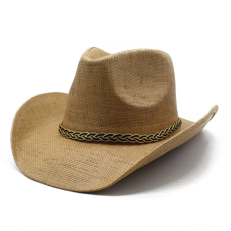Hard Top Cowboy Hat Sun Protection Summer Hat Men'S And Women'S Panama Straw Hat Top Hat American Western Cowboy Hat New