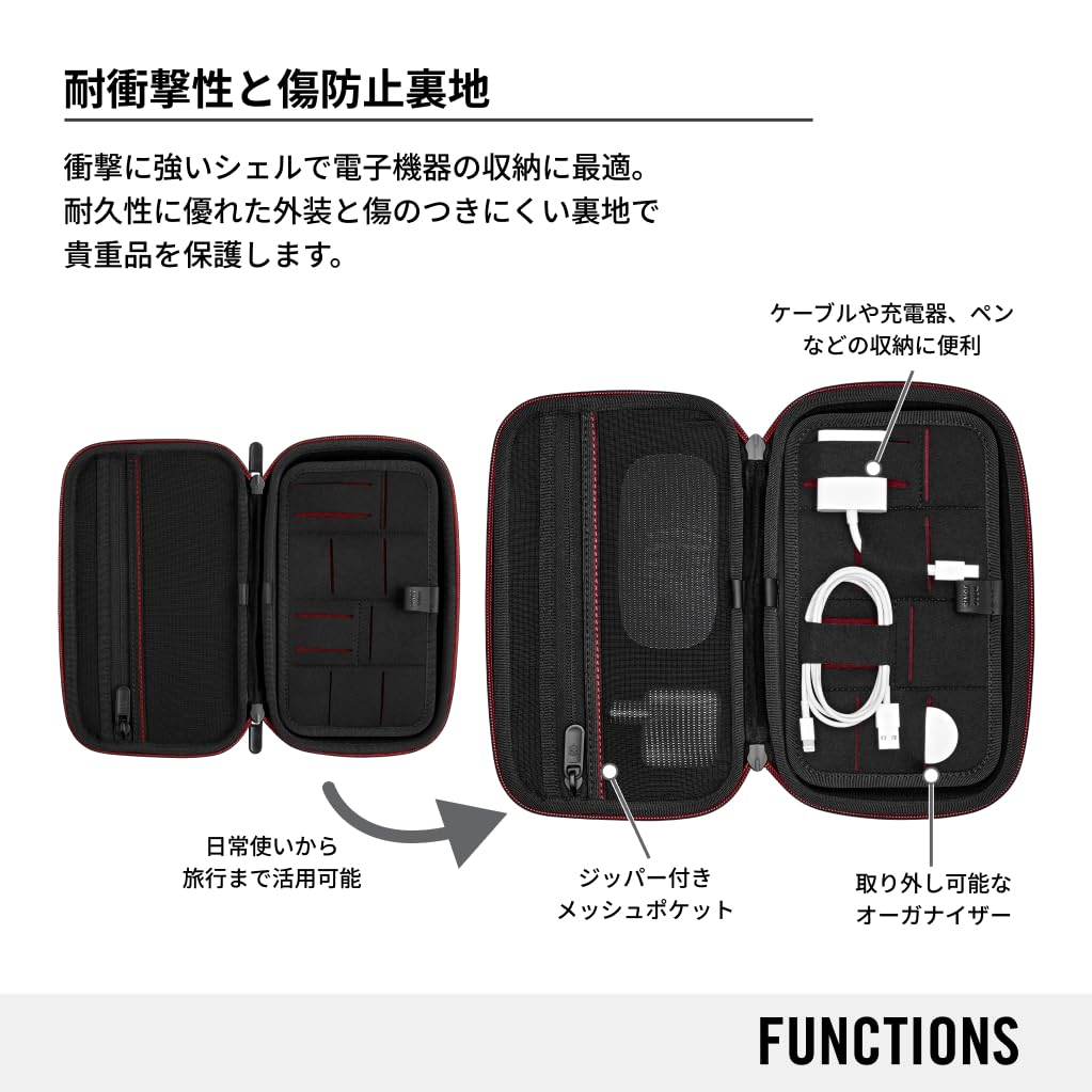 VICTORINOX Travel Essentials Tech Pouch Gadget Case Semi-Hard Black 653375