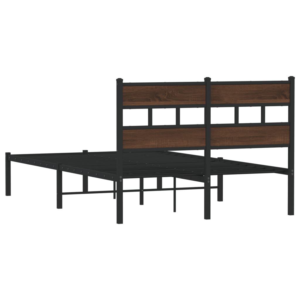 Bed Frame without Mattress with Headboard Brown Oak Look 120 x 190 cm