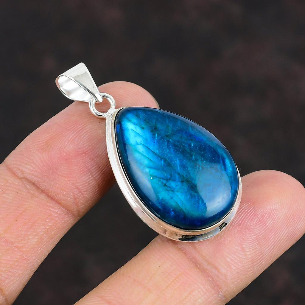 Neon Flash Labradorite Pendant Natural Gemstone Jewelry Statement Pendant 925 Sterling Silver Pendant Handmade Silver Jewelry Gifts For Him