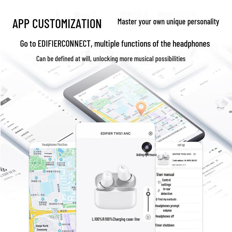 EDIFIER TWS1 ANC Hybrid Active Noise Cancelling True Wireless Earbuds