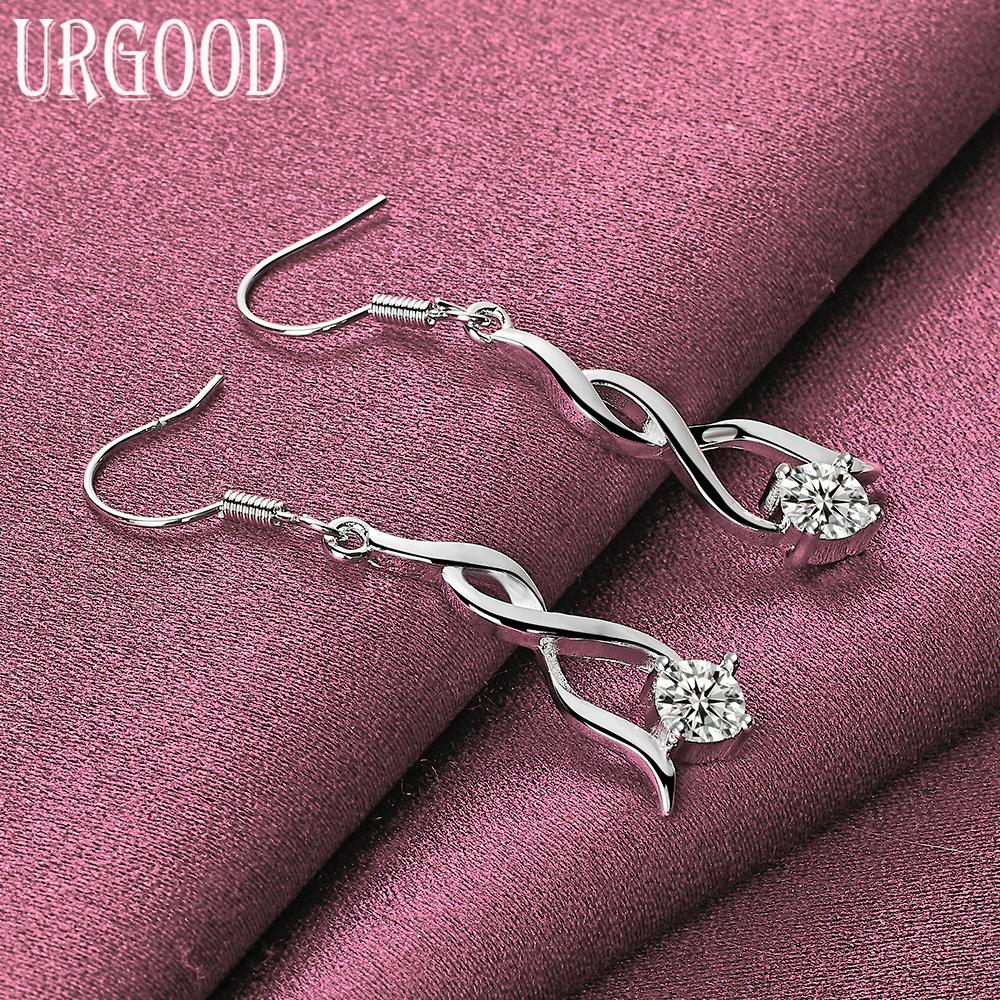 925 Sterling Silver AAA Zircon Earrings Wedding Jewelry