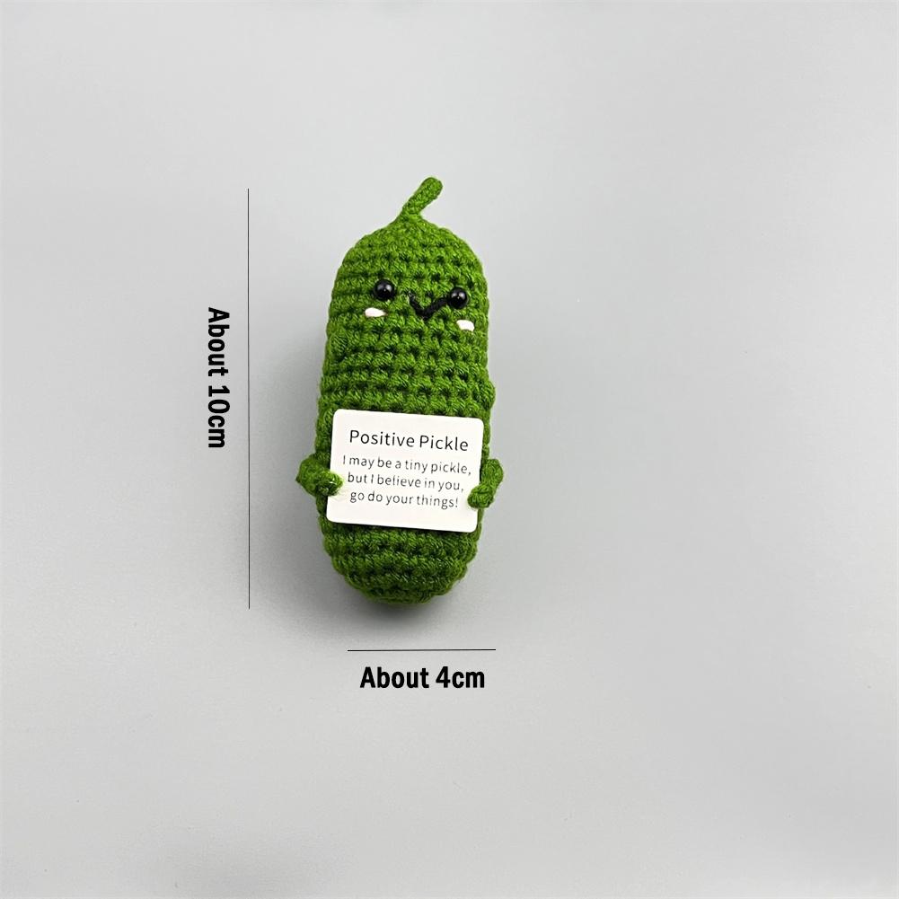 Ручная работа Эмоциональная поддержка Соленый огурец Крючком Смайлик Кислый огурец Вязаный Соленый огурец с Позитивной цитатой Подбадривающий подарок Крючком Декор