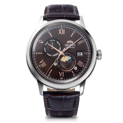 ORIENT Bambino Classic Автоматические часы с индикатором «Солнце и Луна» и указателем дня недели/даты для мужчин RA-AK0804Y