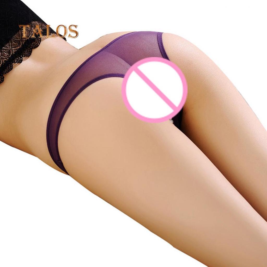Women Sexy Mesh Breathable Imitation Pearl Crotchless Panties Thong Underwear Female Clothing