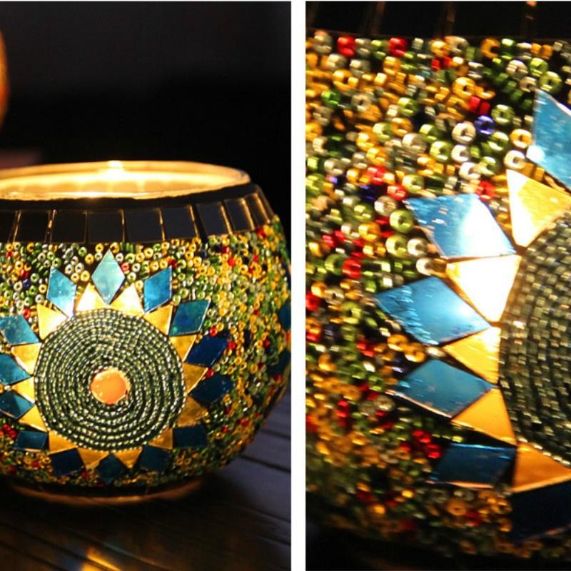 Украшение дома Классический Европейский Мозаичный Стеклянный Подсвечник Свадебные Украшения Рождественские Подарки