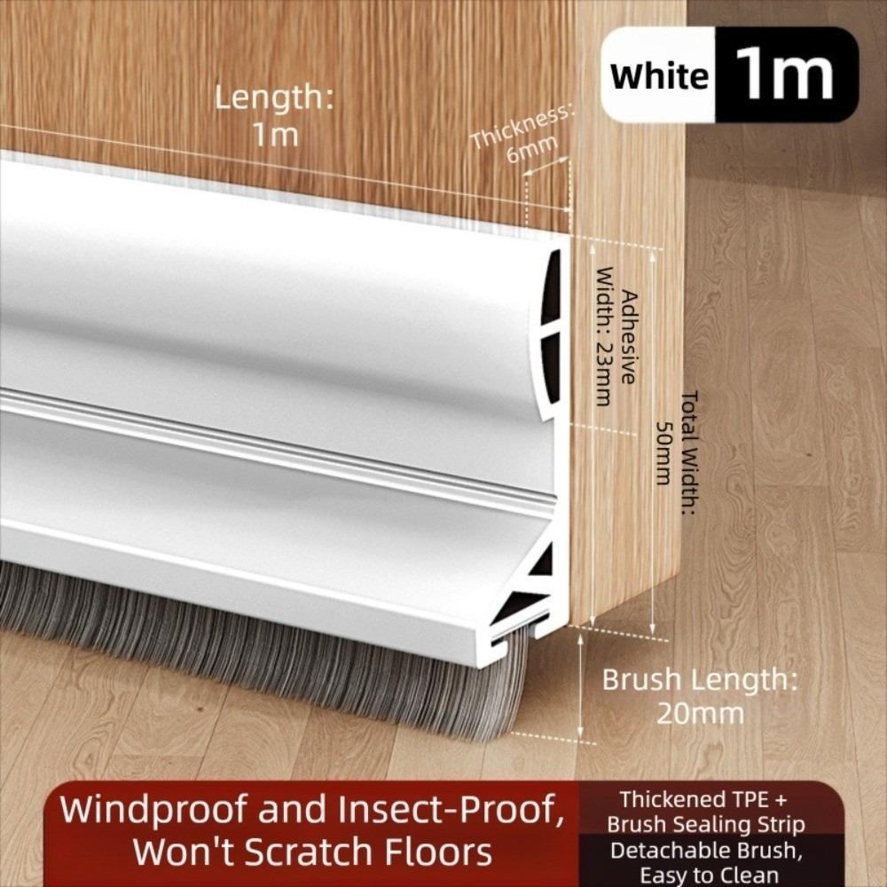 Brush Edge Draft Stopper TPE Door Sweep Removable Door Bottom Seal Indoor Bedroom