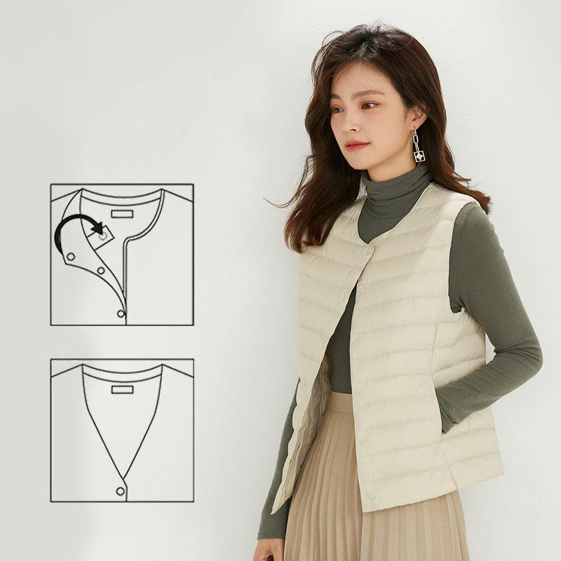 Women Sleeveless Puffer Vest Women's Ultra Light Down Vest Women Two Ways Waistcoat Portable Warm Sleeveless Winter Liner Plus Size