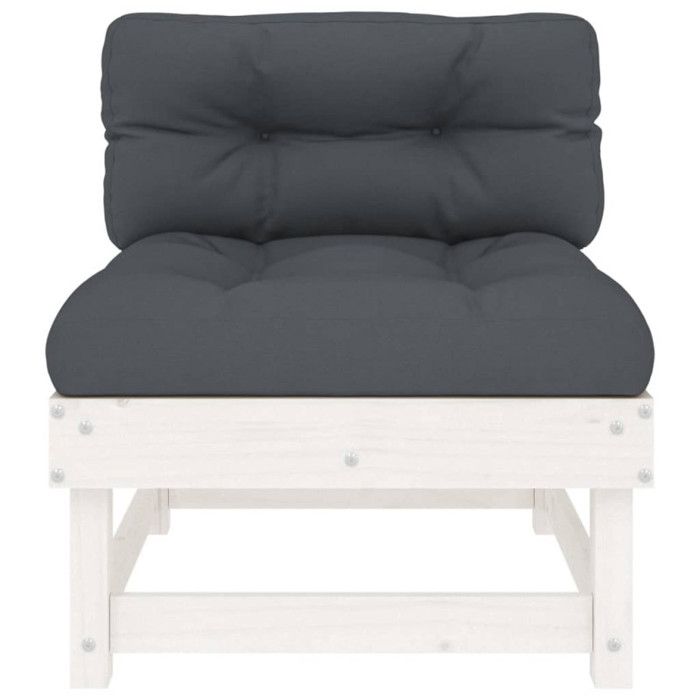 VidaXL Center Sofa with Cushions White Solid Pine Wood, Garden Sofa, Garden Seat, Outdoor Seat, Sofa 825430