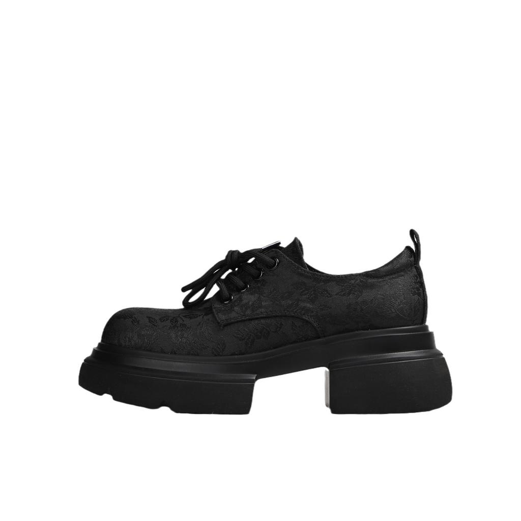 Гуофэн одинарная обувь 2025 весна женские лоферы платформа толстая подошва толстая подошва высокий каблук маленькие кожаные туфли Гочао мода вышитый принт