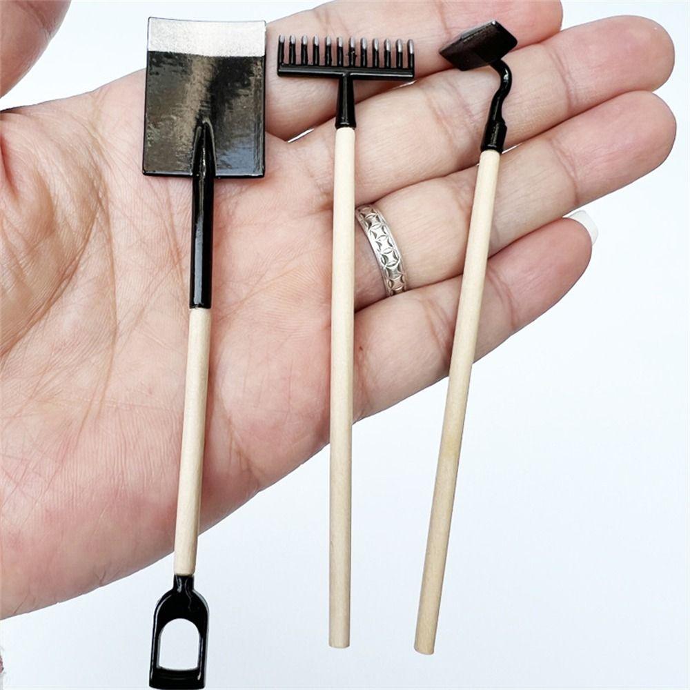 Play Farming Tools Dollhouse Miniature Shovel Hoe and Pitchfork Simulation Shovel Farming Tools