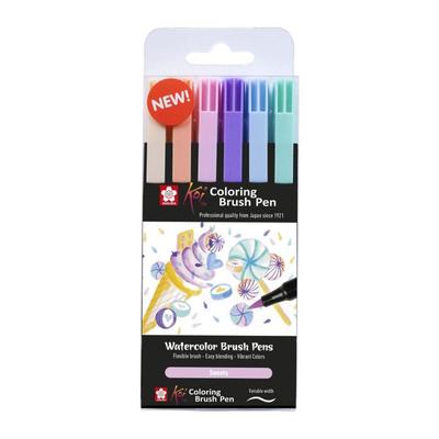 6 маркеров - Кисточковый наконечник - Koi Coloring Brush Pen Сладкие цвета - Сакура