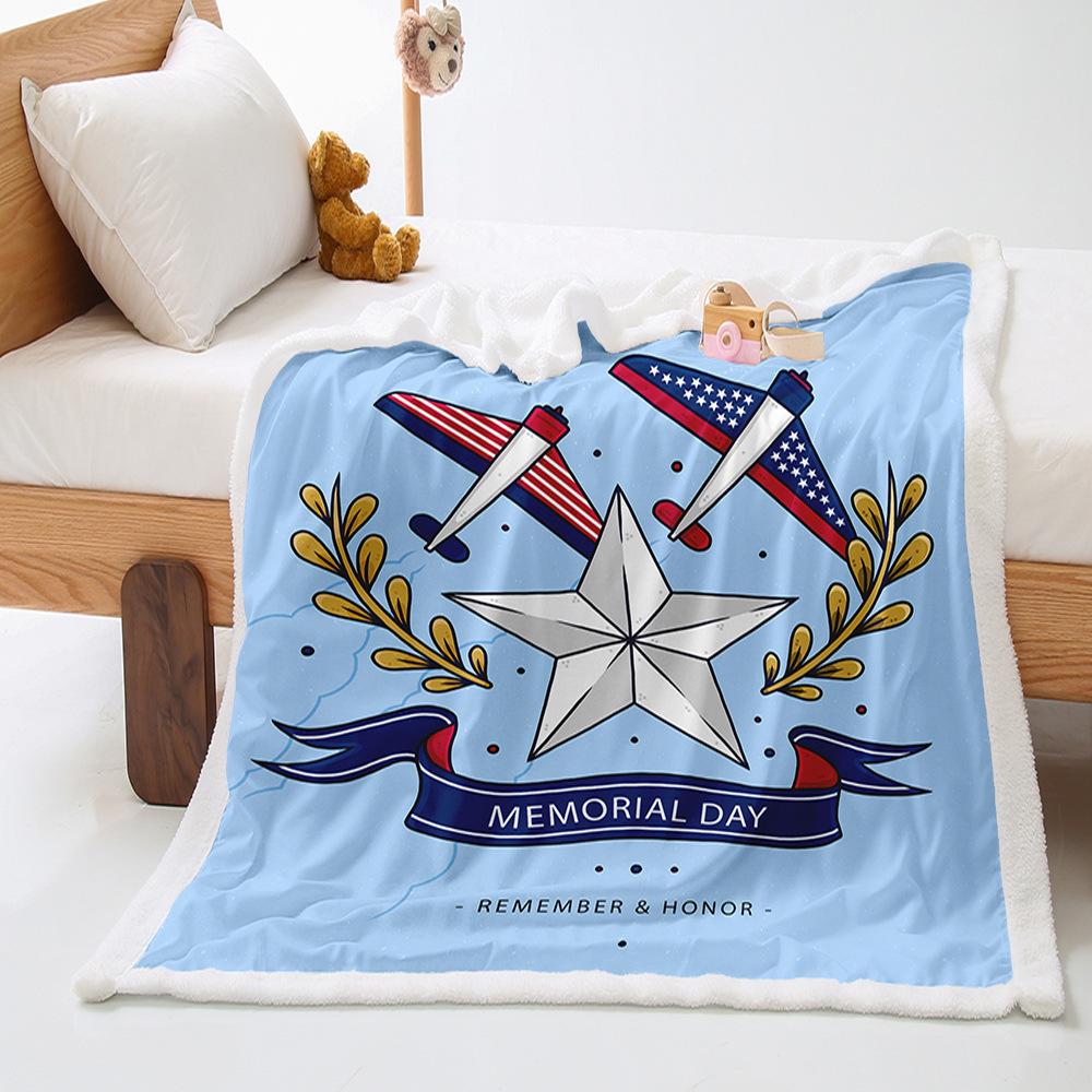 Independence Day 2D Digital Printing Thickened Lamb Fleece Crystal Fleece Blanket