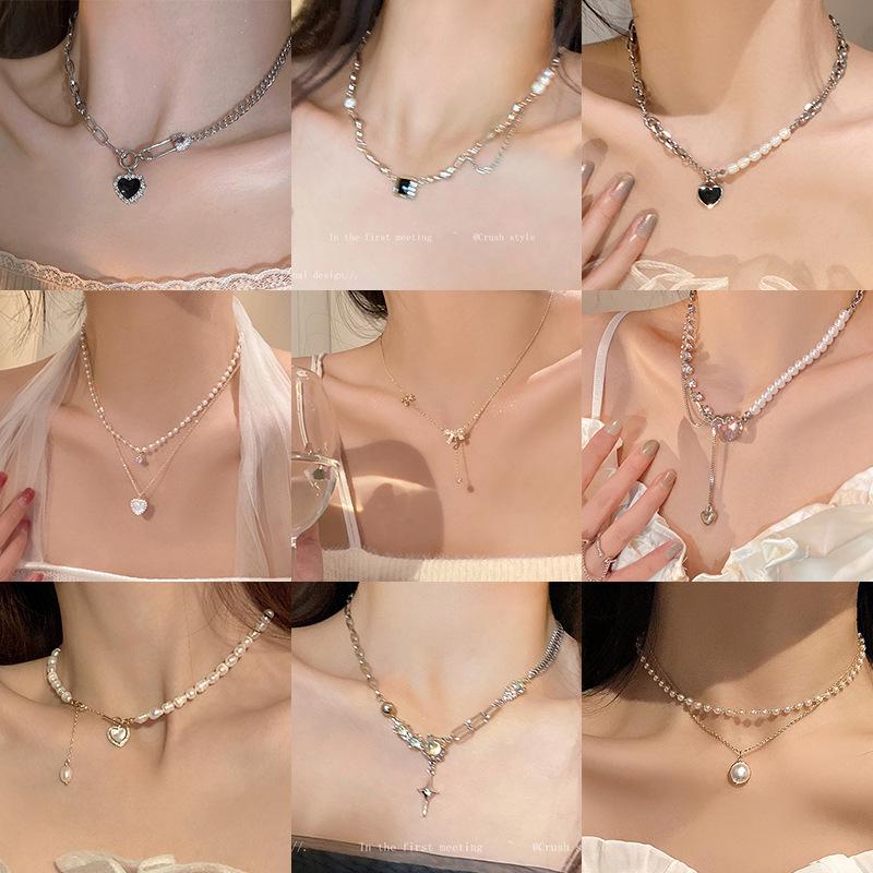 Elegant Pearl Necklace - Versatile Niche Design with Heart Pendant for Women