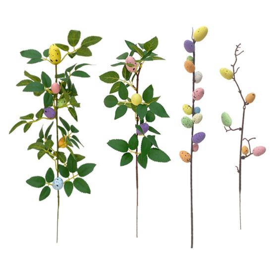 1 шт./2 шт., растение для пасхальных яиц, простое в уходе, декоративные пластиковые полезные пасхальные искусственные листья, ветка с красочными яйцами, декор для дома