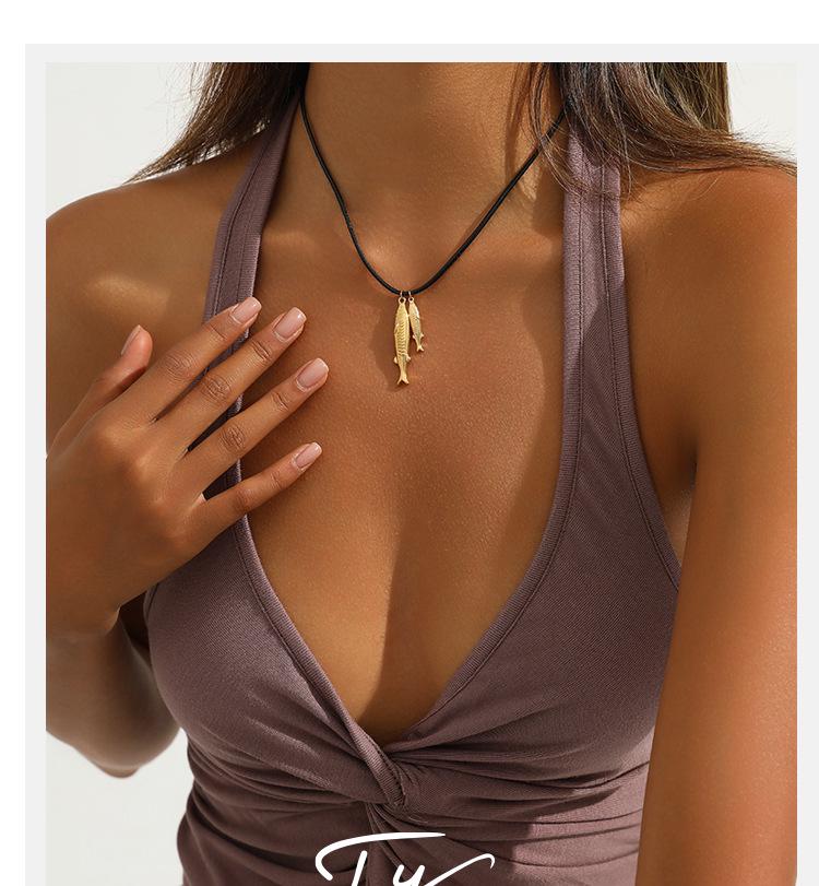 Европейское и американское ожерелье из титановой стали с кожей тунца: Тропический Океан Роскошные Женские Украшения из Нержавеющей Стали