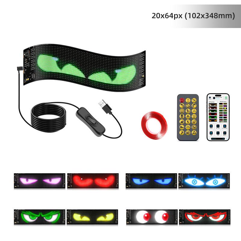 2PCS LED Devil Eye Light for Car Truck Windshield Animated LED Matrix Panel Sign Flexible Programmable Digital Display Light APP