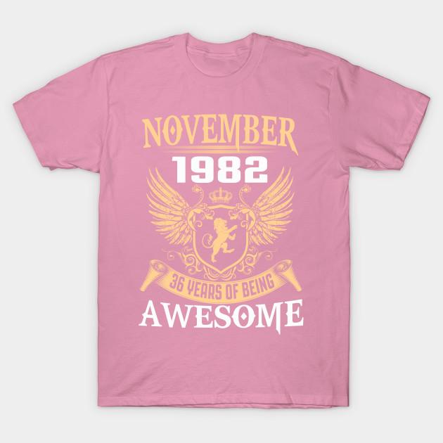 T Shirt Women November 1982 36 Years Of Being Awesome Harajuku Print Kawaii Tshirt Summer Short Sleeve Female T-Shirt Top Tee