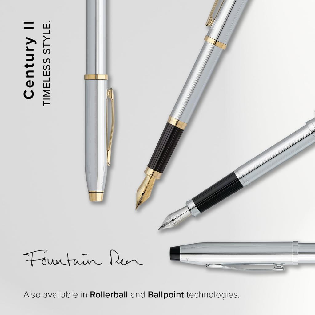 Cross Fountain Pen M Medium Point Century Chrome Genuine Imported Product 3509-M