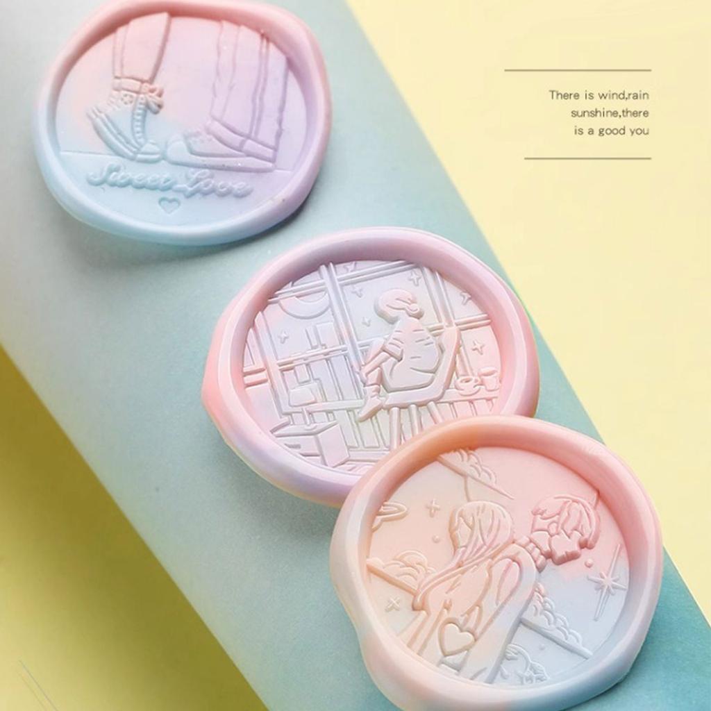 Wax Seal Stamp Head Round Wax Stamp Head Scrapbooking Stamps Head for Scrapbooking Envelope Invitations Brass Stamp