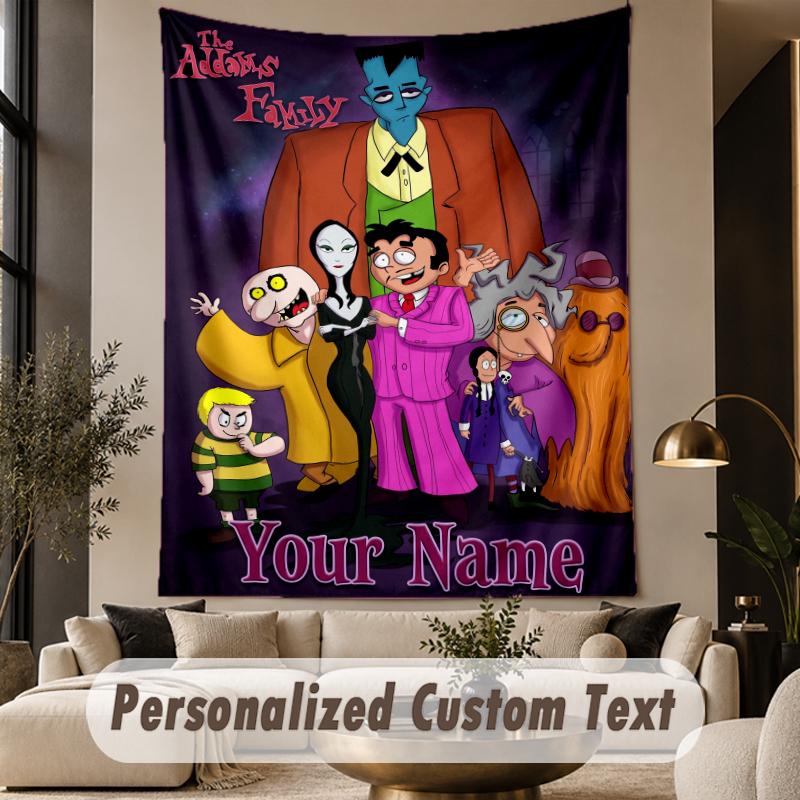 Custom Text Printed Tapestry The Addams Family Pattern Large Wall Hanging Indoor Room Decor
