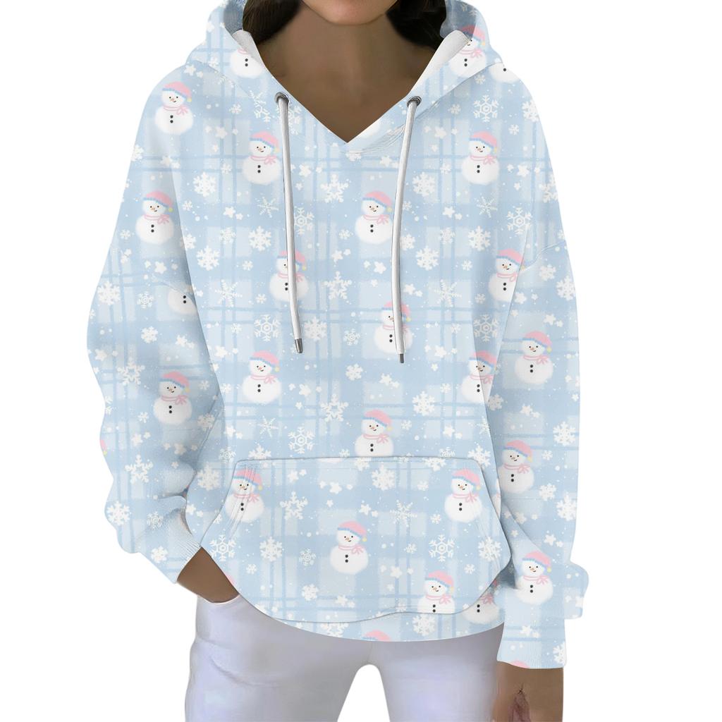 Рождественские худи для женщин, смешные милые с принтом, праздничные толстовки, зимние пуловеры оверсайз