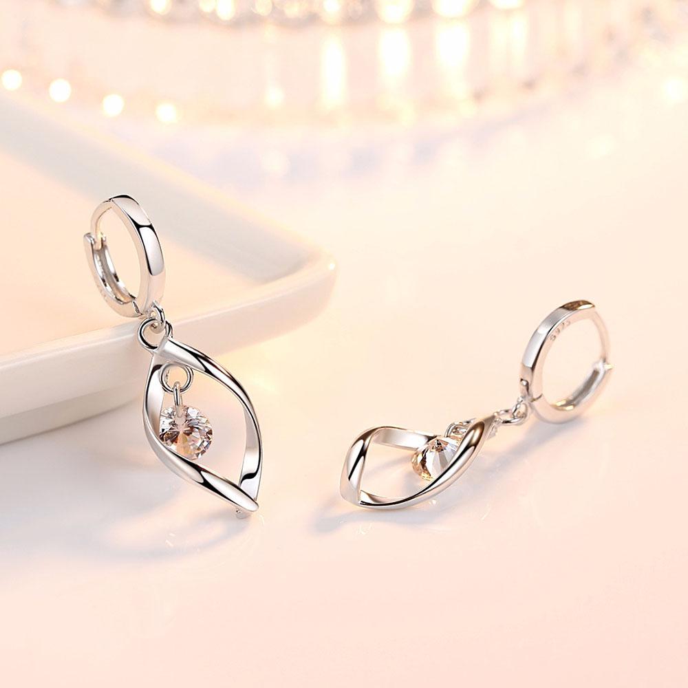 Новые женские серьги из стерлингового серебра 925 пробы, модные длинные белые пудровые синие серьги высокого качества, модные поворотные серьги, ювелирные изделия, подарок