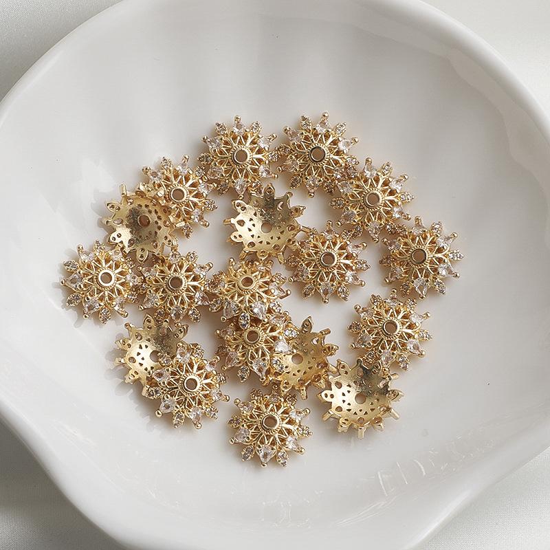 Браслет из позолоченного 14K золота с филигранным подсолнухом и жемчужной бусиной-колпачком для изготовления украшений своими руками