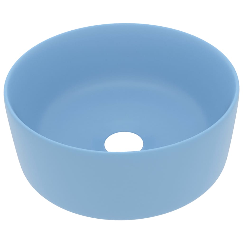 Luxurious Round Wash Basin Matte Light Blue 40 x 15 cm Ceramic