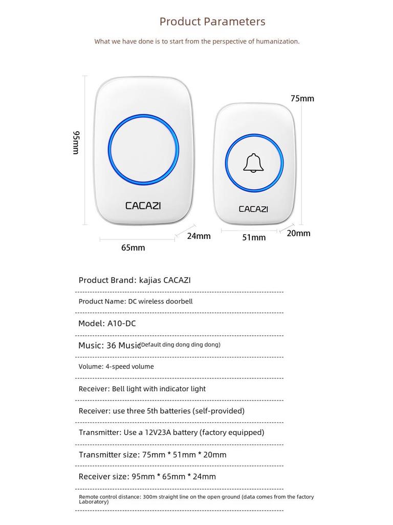 Беспроводной водонепроницаемый дверной звонок: Интеллектуальный пульт дистанционного управления с питанием от батареек и одним приемником