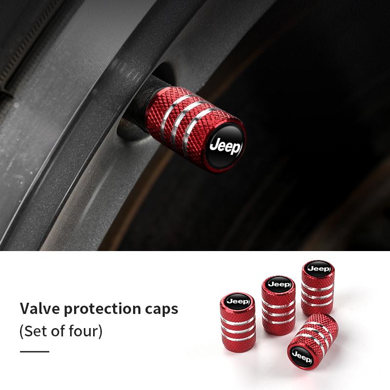 Car Dustproof Caps Tire Wheel Stem Air Valve Caps For Jeep Cherokee Compass Patriot Renegade Wrangler Liberty Trailhawk Rubicon MWGHF1