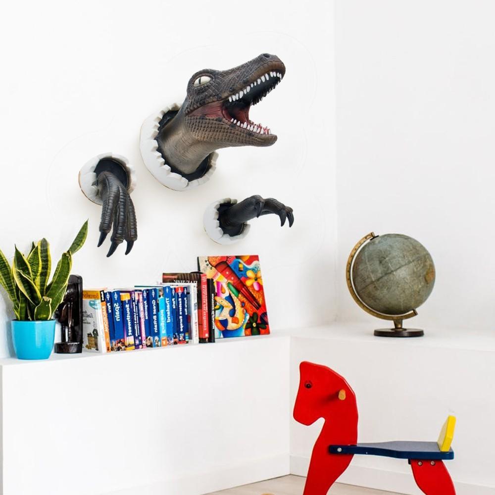Wall Mounted Dinosaur Sculpture Wall Art Life-like Wall Bursting Dinosaur Bust