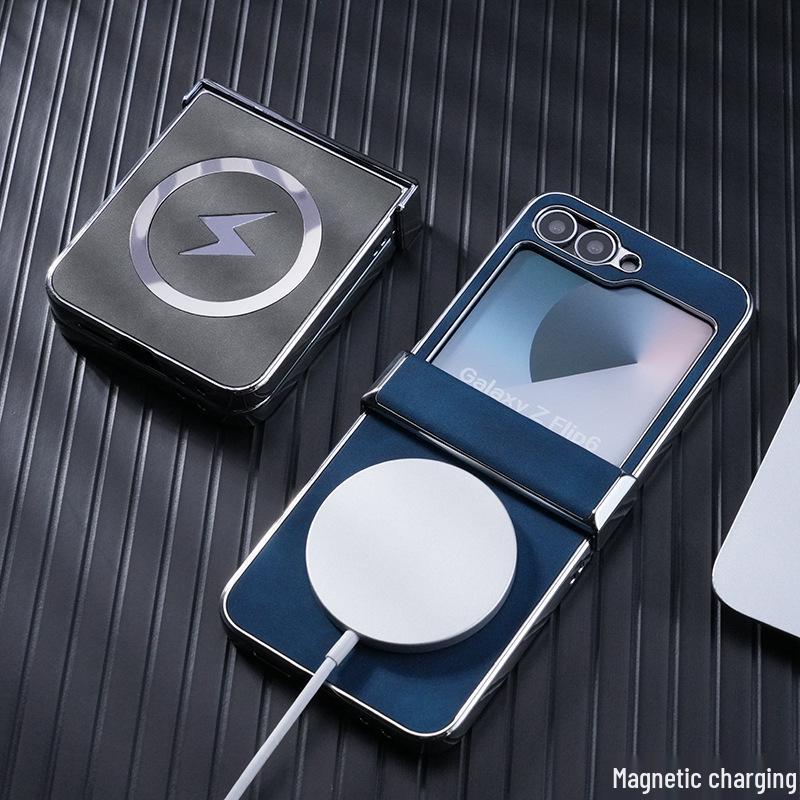 Магнитный чехол для телефона с текстурой кожи для Samsung Z-Flip7/Z-Flip6