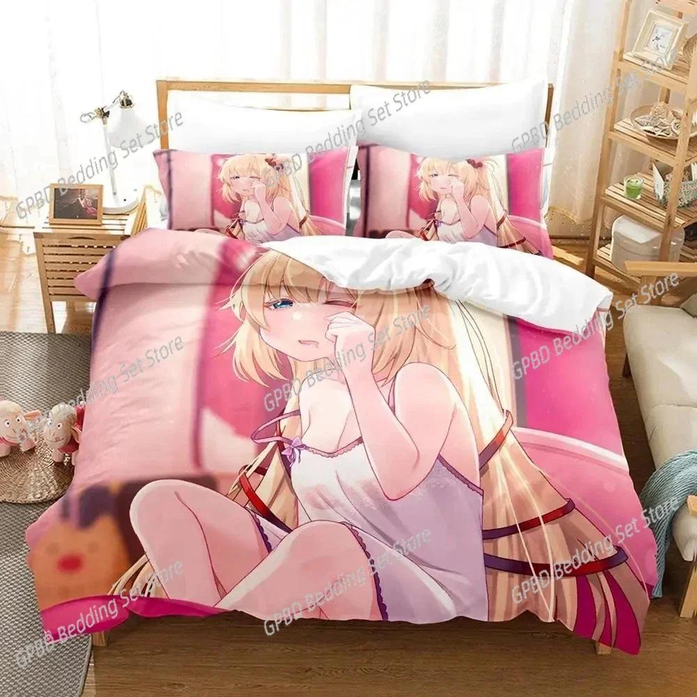 Kawaii Akai Haato Bedding Set Single Twin Double Queen King Cal King Size Bed Linen Set